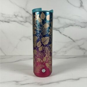 NWT Starbucks Fall 2020 Teal Berry Floral Stainless Steel Tumbler Travel Mug